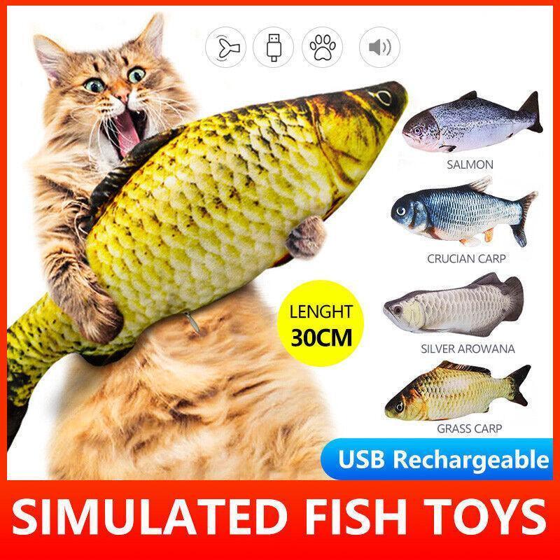 V528-TOY-THECARP-98763-202509301845-00 Electric Dancing Fish Kicker Cat Toy Wagging Realistic Moves Usb Rechargeable Au - Grass Carp - Image 1