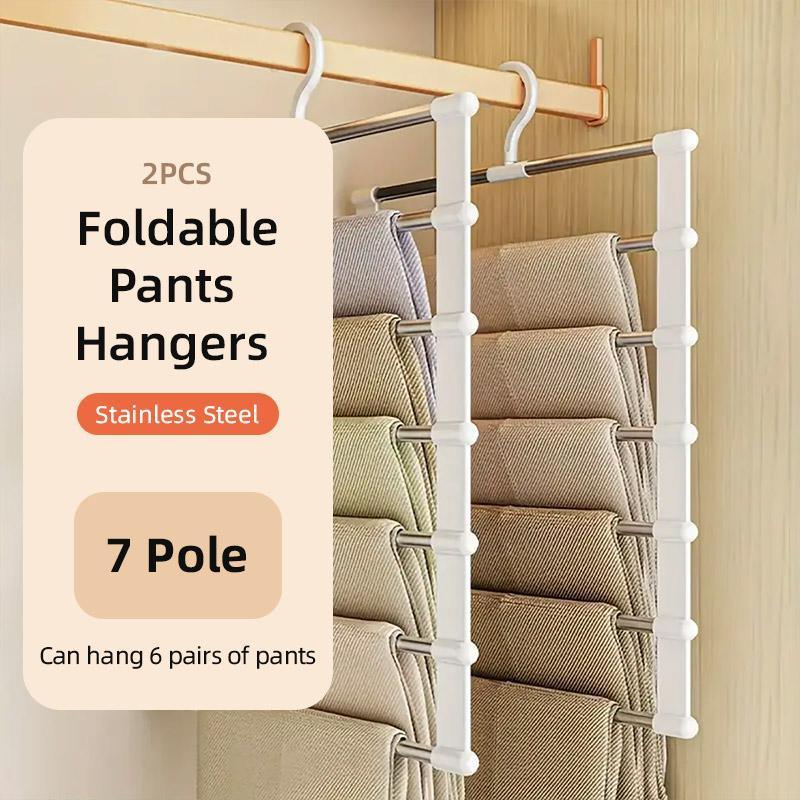 V528-TROUSER-RACK-2PCS-198280-202509291545-00 2pcs Multifunctional Folding Trouser Rack Multi Layer Storage Hanging Clothes - Image 1