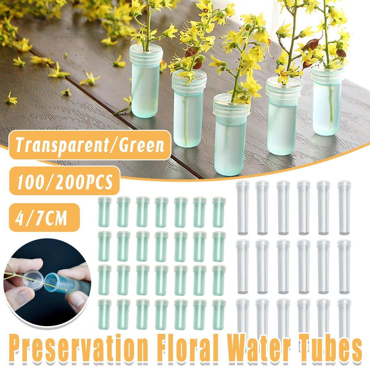 V528-TUBE-TRANSPARENT-200PCS-681125-202509190941-00 100/200PCS Flower Fresh Keeping Tube Floral Bouquet Nutrition Water Care Supply - 1.8*4cm - Transparent 200PCS - Image 1