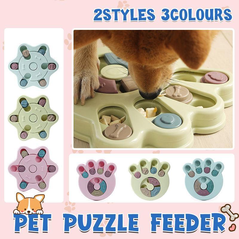 V528-TURNTABLE-HEXAGON-BLUE-93671-202509190930-00 Dog Treat Dispenser Food Puzzle Toy Interactive Training Feeder Pet Supply Bowl - Hexagon-Blue - Image 1