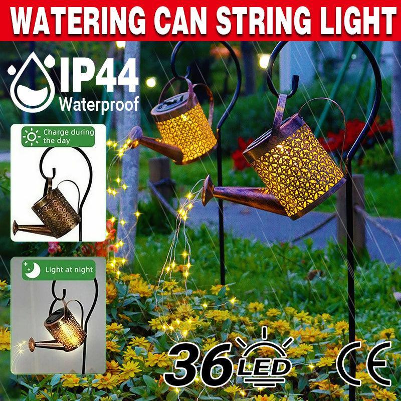 V528-TYD-GZ-0035-690021-202509251435-00 Solar Led Watering Can String Light Outdoor Garden Art Waterfall Lamp Decoration - Style A: Shower + Lamp - Image 1