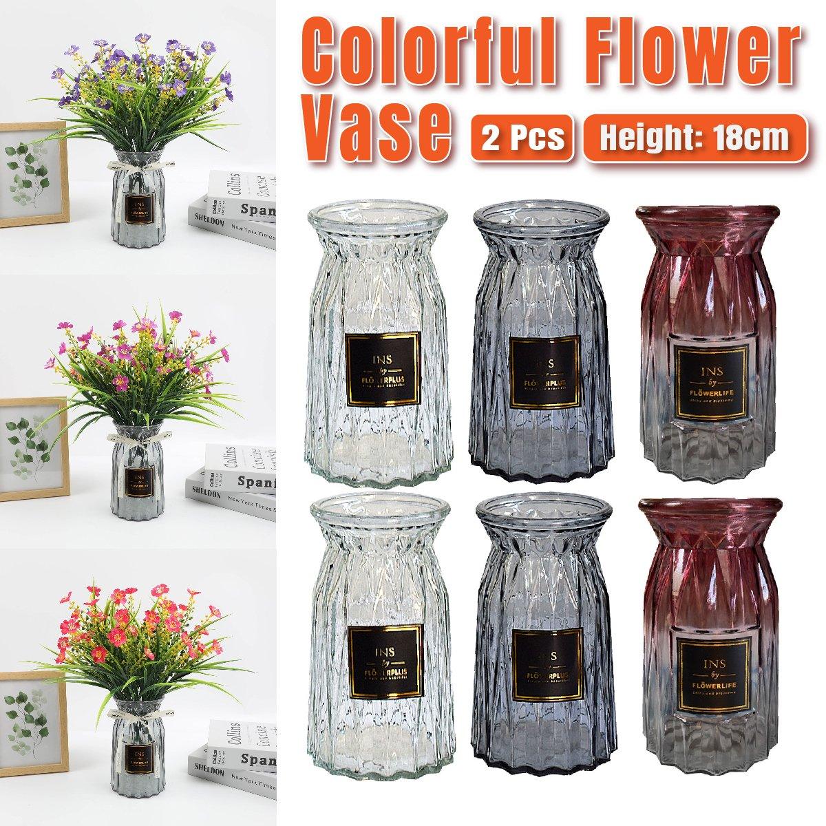V528-VASE-TRANSPARENT-2PCS-520055-202510010227-00 2 Pcs Glass Vase Hydroponic Flower Arrangement Vase for Living Room Decoration - Transparent - Image 1