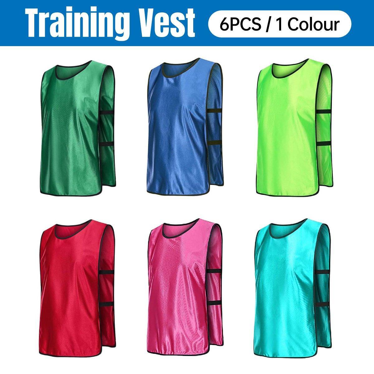 V528-VEST-S-FLUORESCENT-GREEN-785362-202510010927-00 6X Sports Training Bibs Soccer Vests Group Team Bibs Basketball Cricket Football - Fluorescent Green-S - Image 1