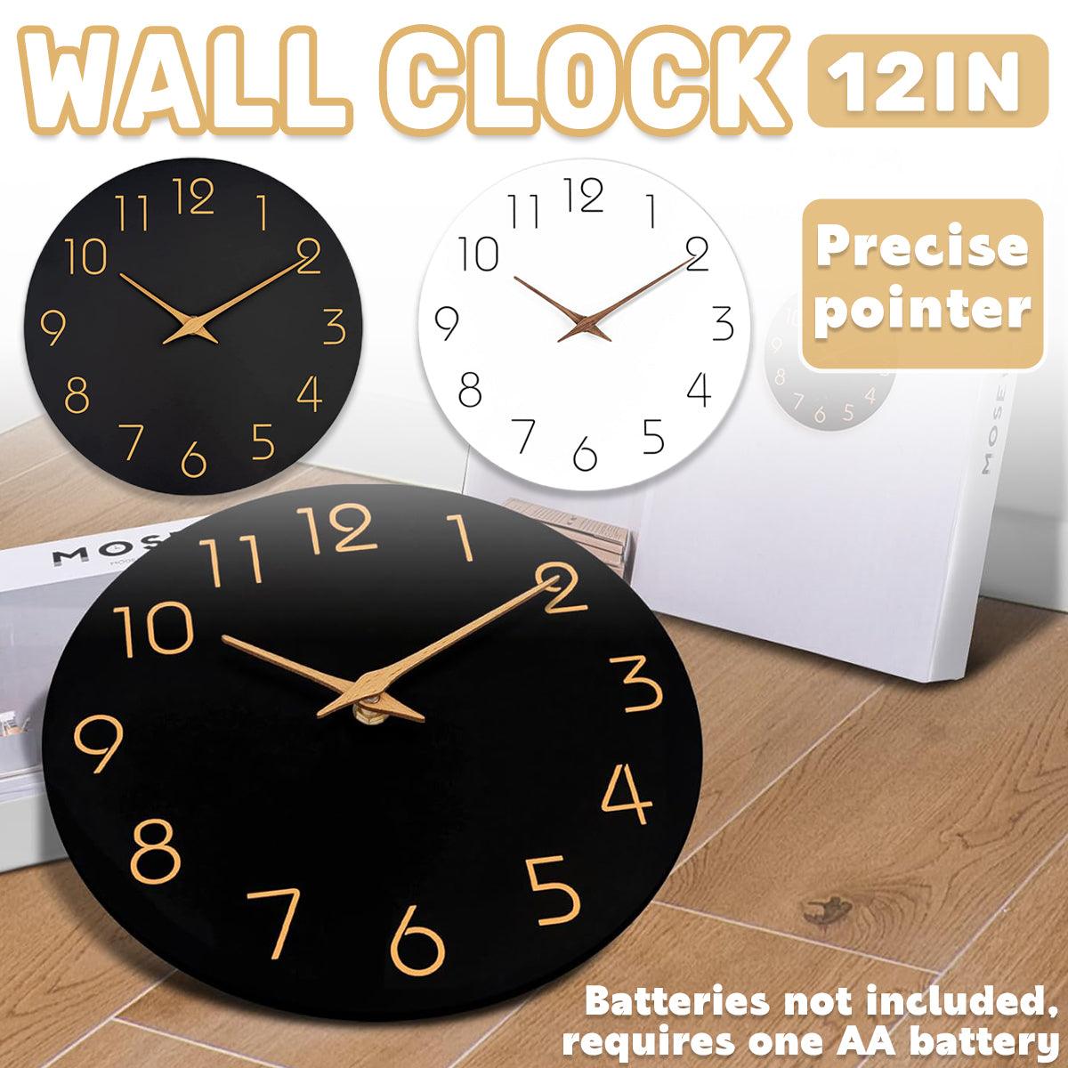 V528-WALL-CLOCK-WHITE-12-884849-202509302109-00 12 Inch Digital Wall Clock Simple Hanging Watch for Living Room Home Decoration - White - Image 1