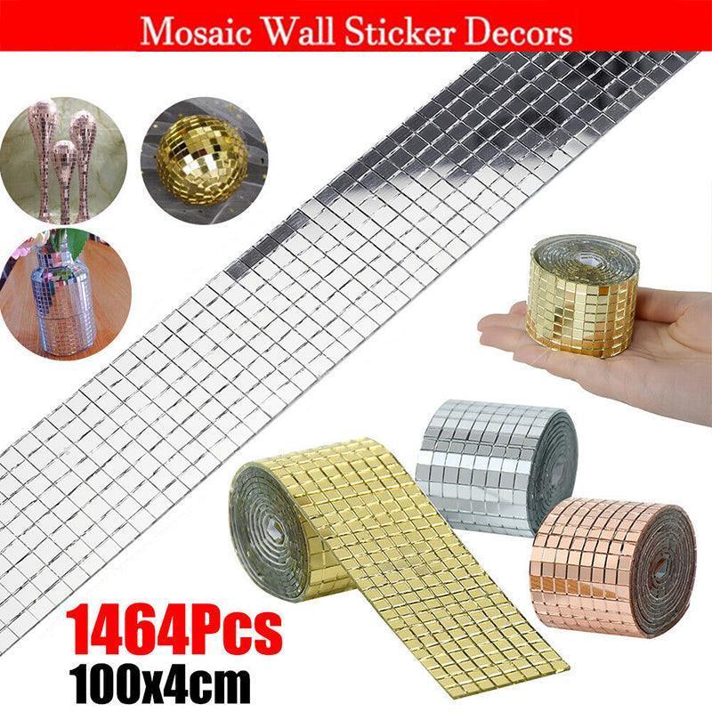 V528-WALLSTICKER-GOLD-015521-202509251316-00 Diy Mini Mosaic Tiles Self-Adhesive Square Mirror Glass Wall Sticker Decors - Gold - Image 1