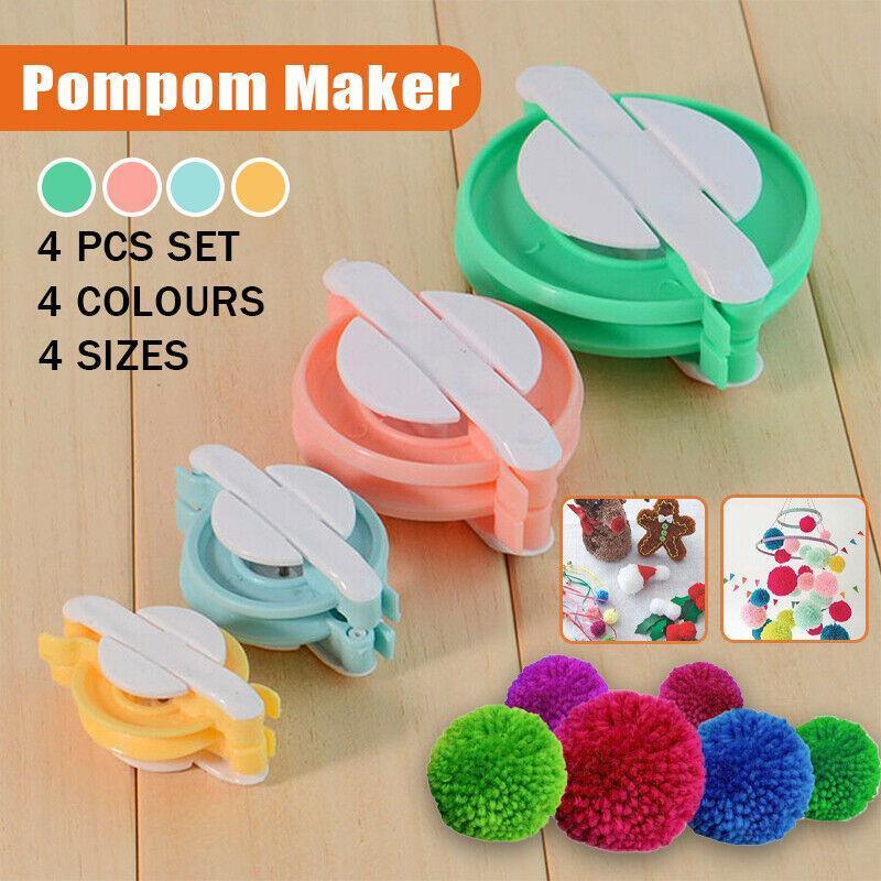 V528-WEAVINGTOOLS-4PCS-70071-202509250925-00 Pom Pom Maker Set of 4 Sizes DIY Wool Knitting Craft Ball Making Tool - Image 1