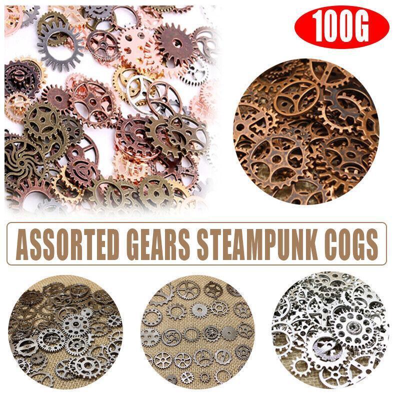 V528-WHEELGEARMI-358586-202509291646-00 100g Assorted Steampunk Gears and Cogs Metal Alloy Clock Wheels for DIY Crafts - Image 1