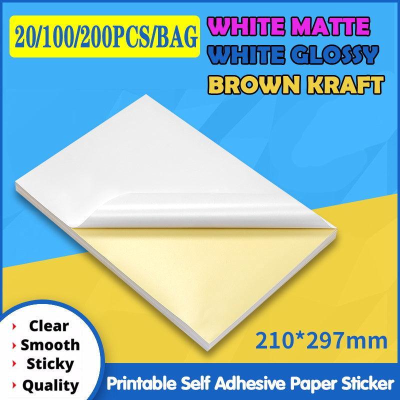 V528-WHITEMATTE39-20PCS63904-202509301354-00 A4 Self Adhesive Sticker Paper Sheet Label Laser Inkjet Print Mailing Address - White Matte 3x9 *20 PCS - Image 1