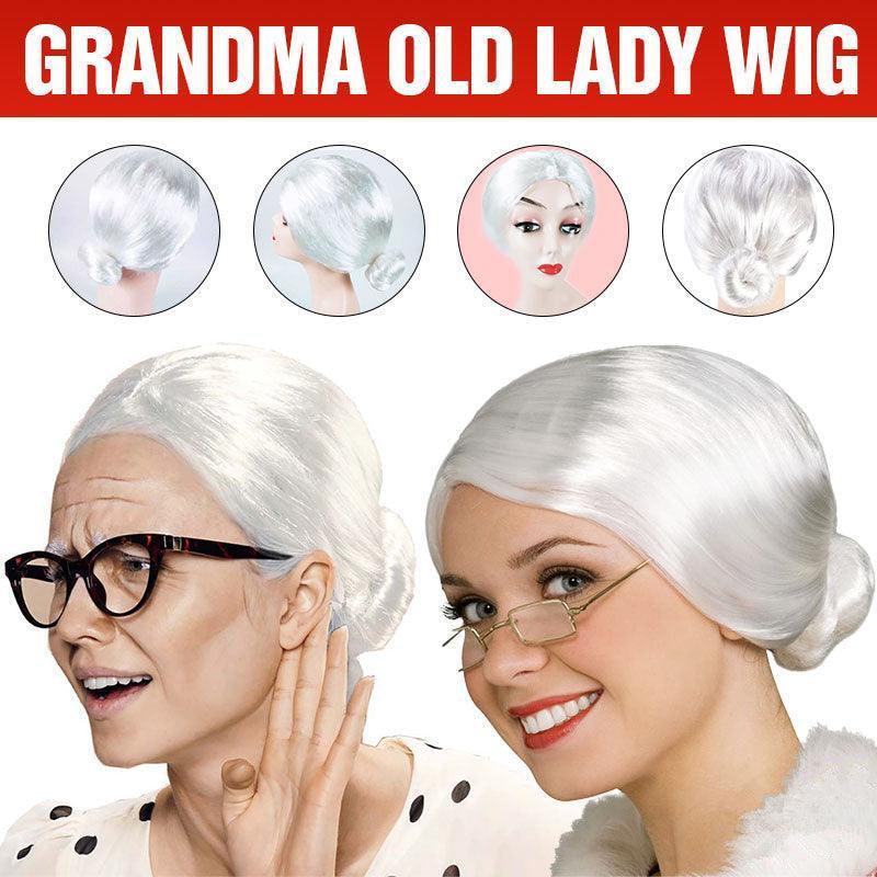 V528-WIG-WHITE-589410-202509251245-00 1X Grandma Wig Old Lady Woman White Granny Mother Dress Up Costume Party - Image 1