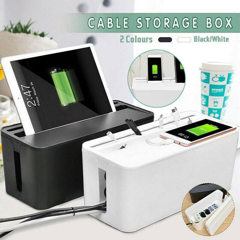 V528-WIREBO-WHITE-29438-202509301218-00 Large Cable Wire Cord Storage Box Case with Lid for Power Board and Device Charging - White - Image 1