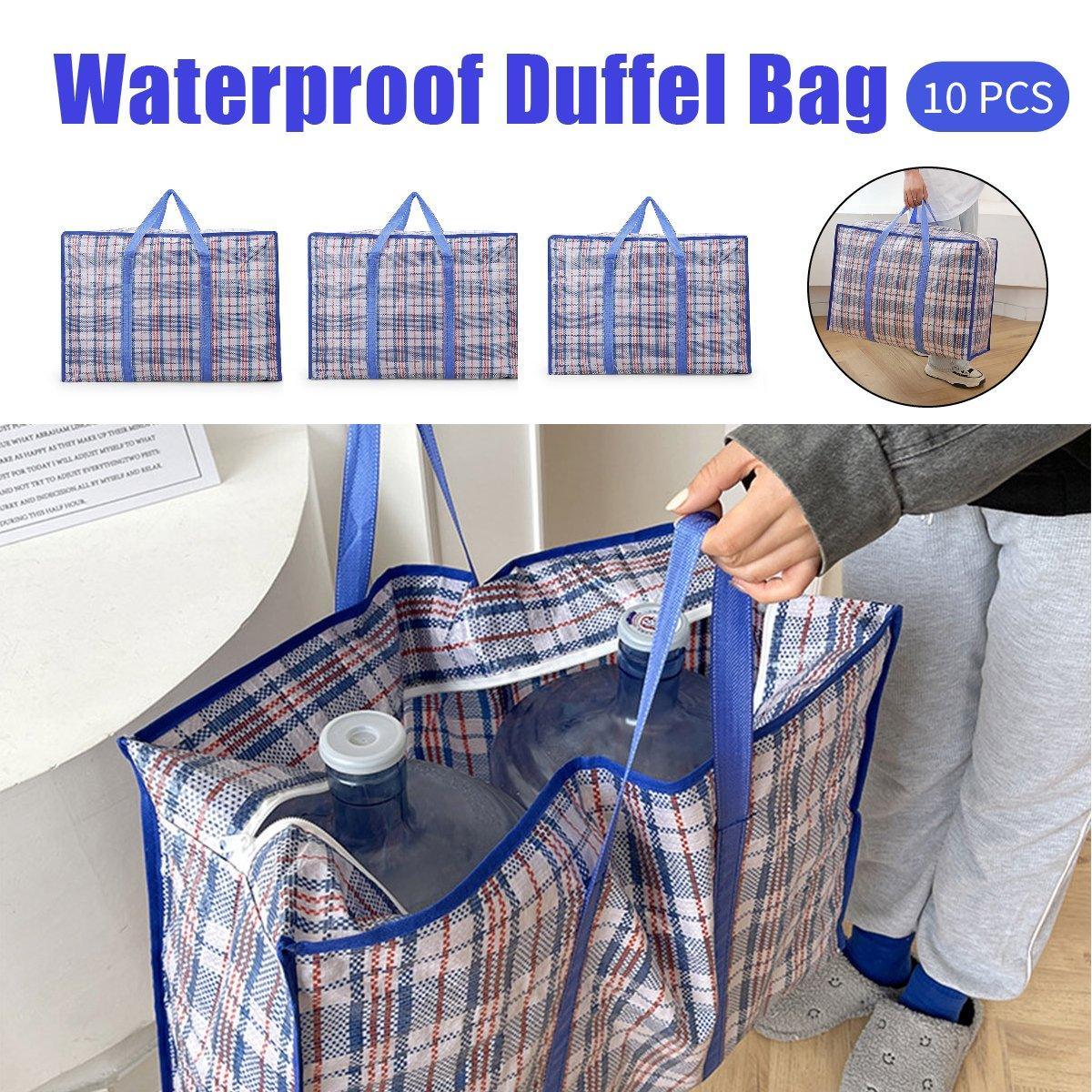 V528-WOVEN-BAG-10PCS-M-373173-202510010536-00 10PCS Large Waterproof Moving Packing Bags Woven Storage Luggage Quilt Bags - Medium - Image 1