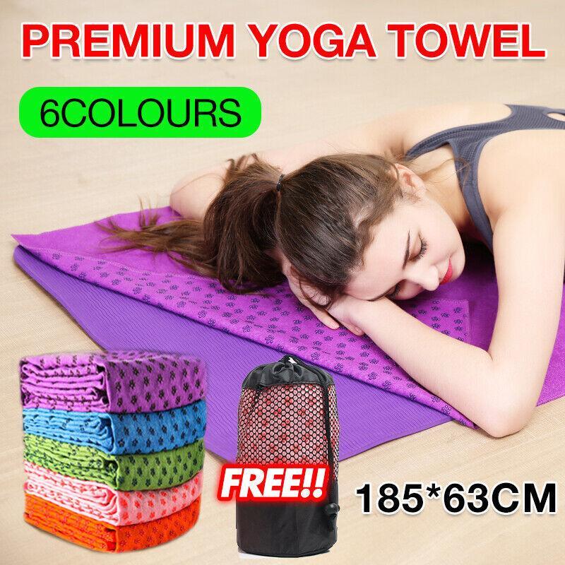 V528-YOGANON-SLIPMAT-GREEN-28927-202510010418-00 Non Slip Yoga Towel Mat Microfiber Fitness Gym Exercise Blanket with Carry Bag - Green - Image 1