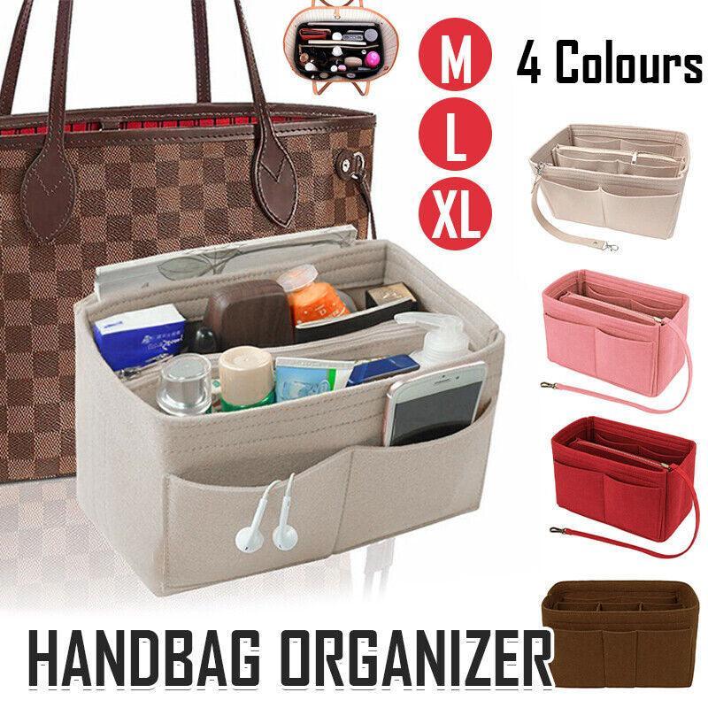 V528-ZK00398-COFFEE-L-559961-202510010500-00 Felt Handbag Organizer Insert with Multiple Pockets for Tote and Purse - Coffee L Size - Image 1