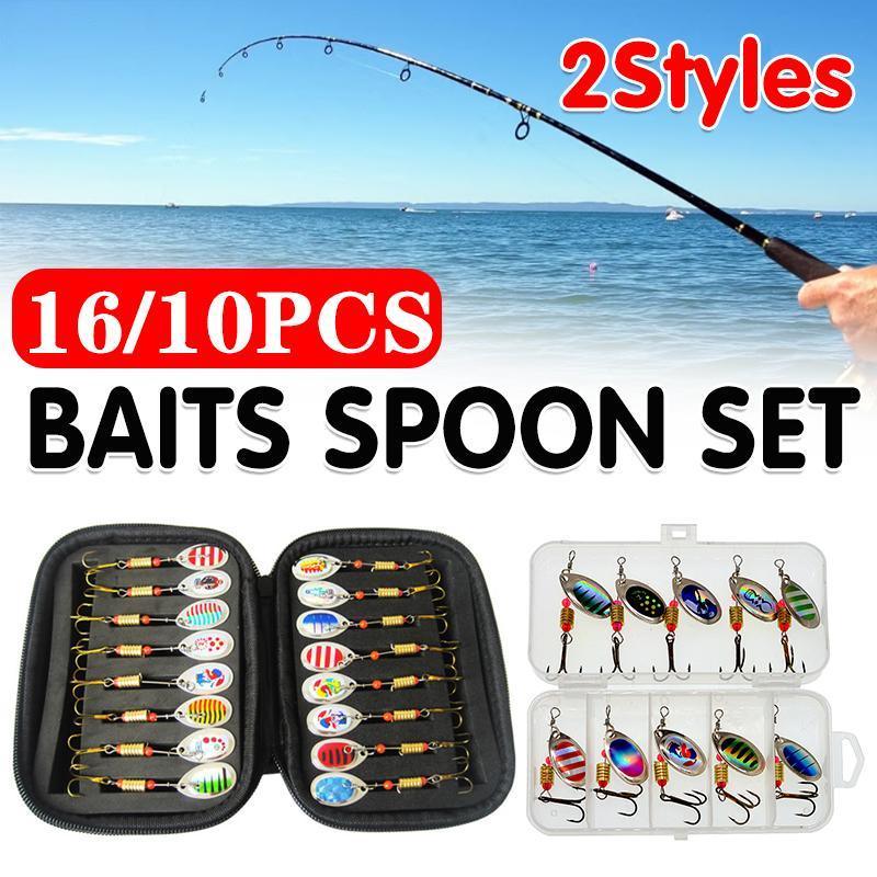 V528-ZK00459-10PCS-889921-202510010854-00 10/16PCS Fishing Lure Spinners Baits Spoon Set with Tackle Bag Trout Bass Tackle - B(10PCS) - Image 1