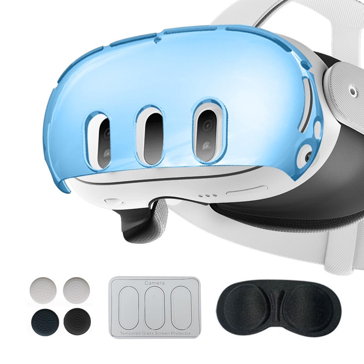 V562-0111354060DBT-202508290121-00 Glitter Protective Shell for Meta Quest 3 - 7 in 1 - 7 In 1 Ordinary Transparent Blue - Image 1