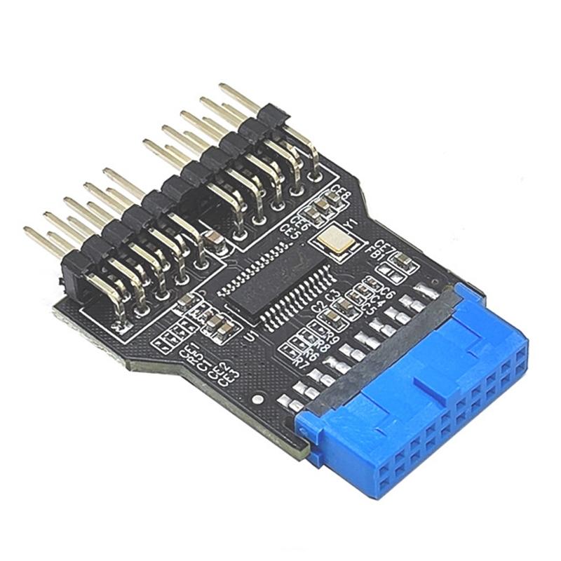 V562-04573060DBT-202508280425-00 Usb3.0 19Pin To Dual 9Pin Header Board 1 To 2 Male Usb 2.0 Hub - Image 1