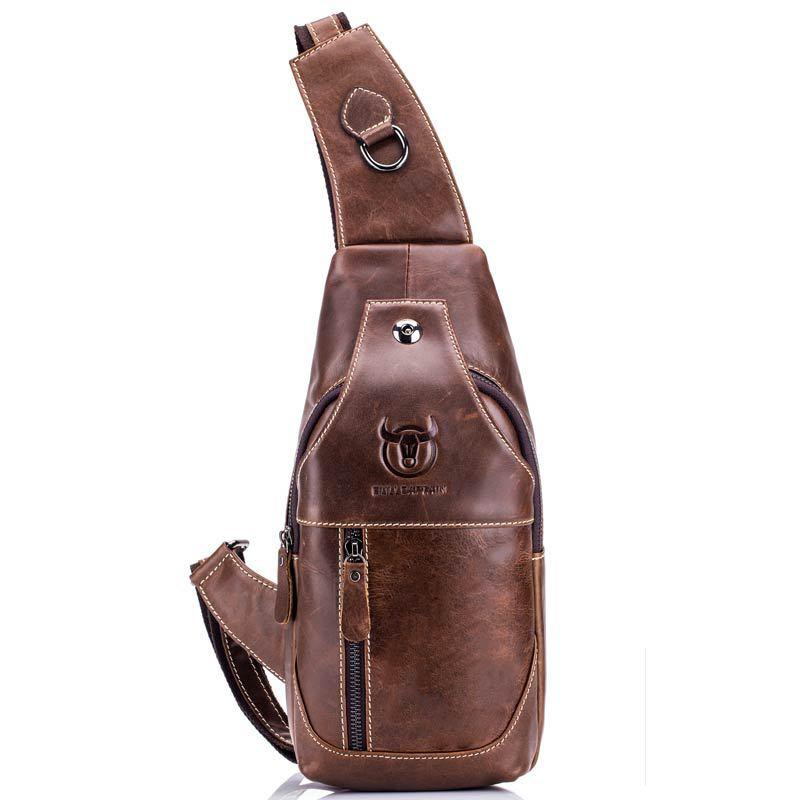 V562-1031313850DBT-202508280255-00 Retro Leather Crossbody Chest Bag Chestnut Brown - Image 1