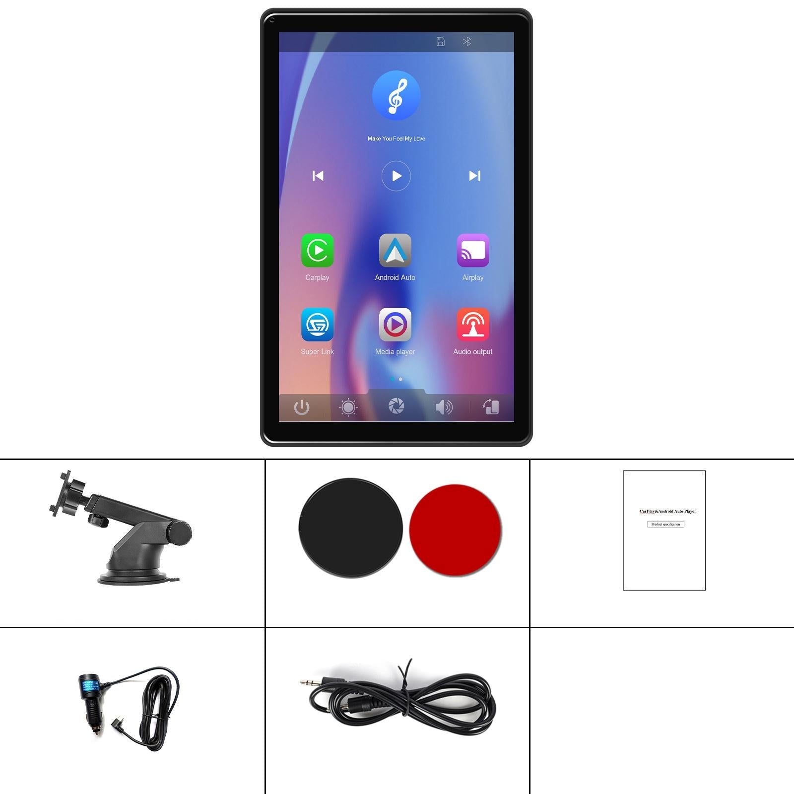 V562-1084545060DBT-202508290416-00 8 Inch Full Touch Car Screen Player - Horizontal / Vertical Carplay / Android Auto - Standard - Image 1