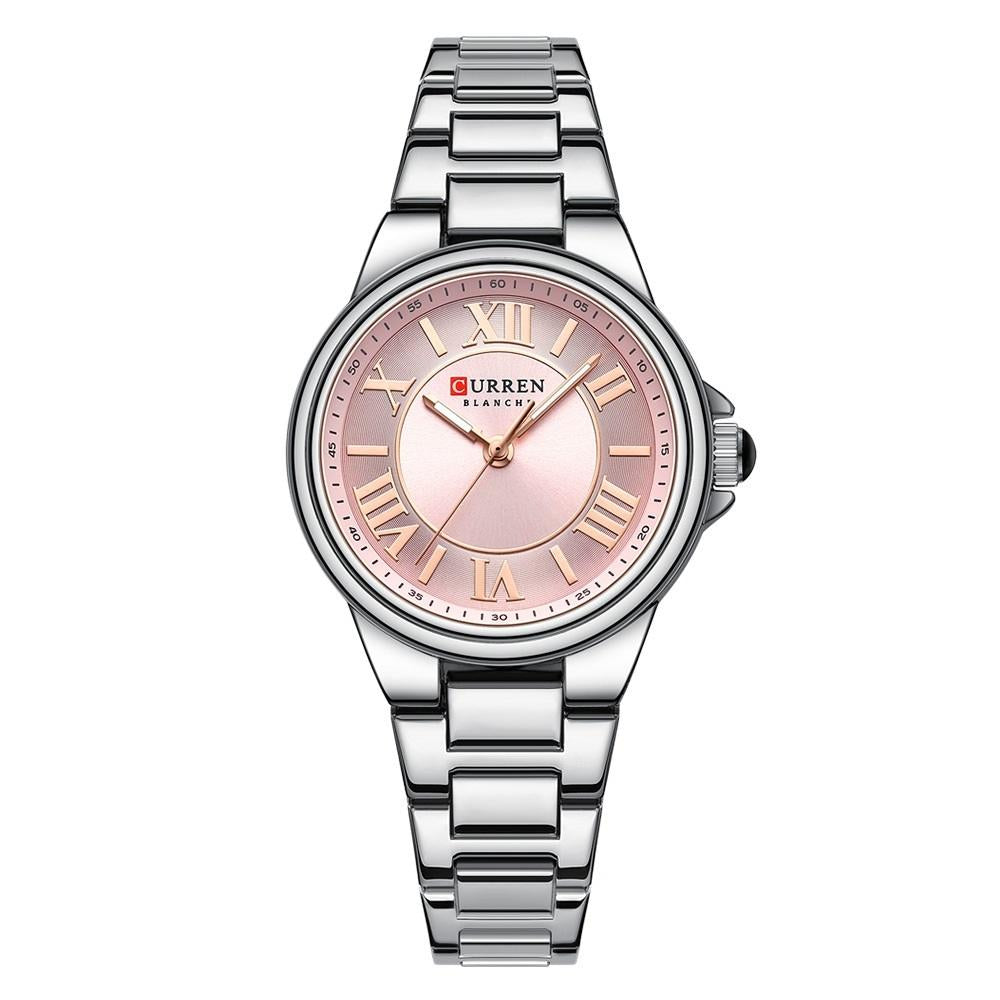 V562-2006934060DBT-202508281115-00 Waterproof Women Watch with Steel Strap - Casual Design - White Shell Pink - Image 1