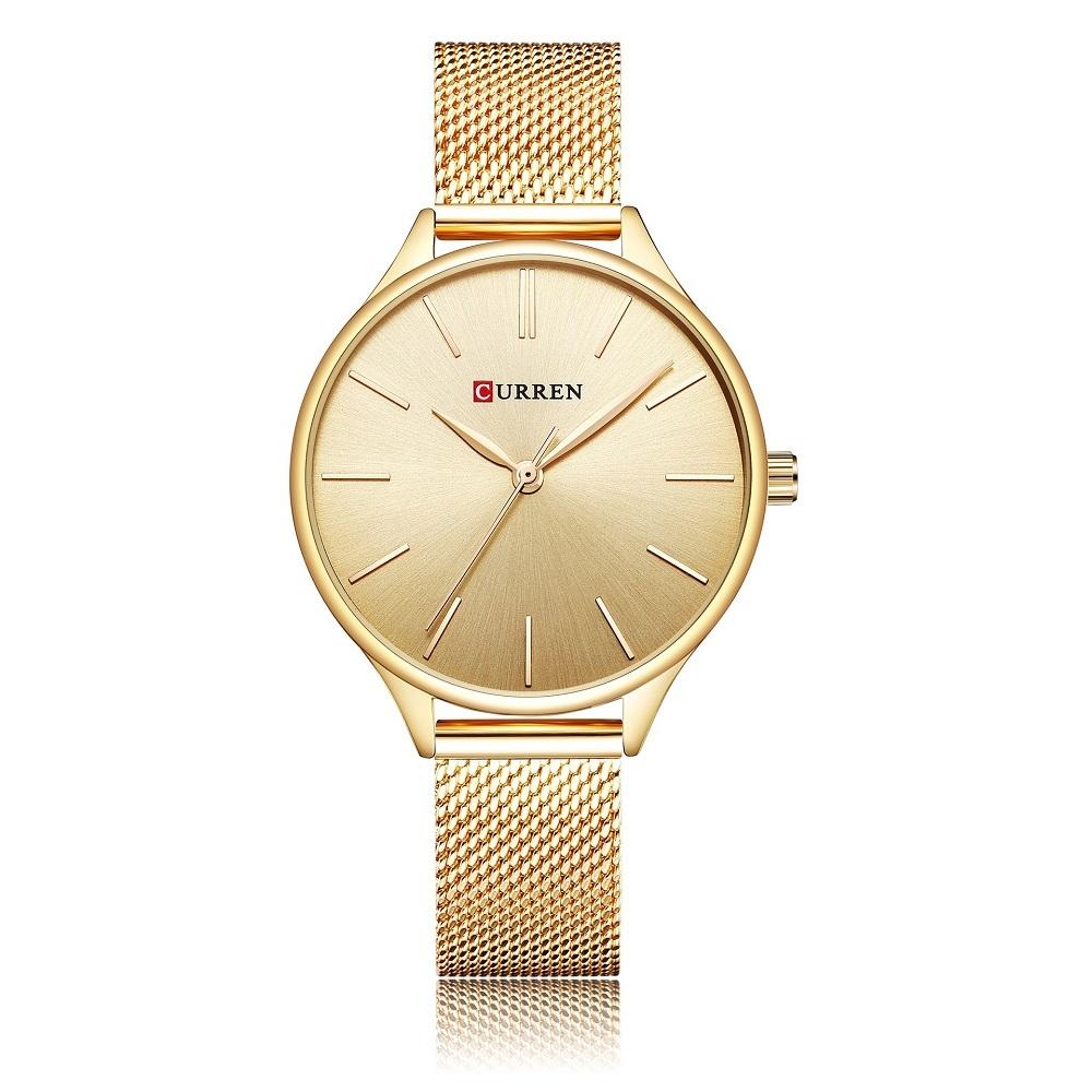 V562-2037934060DBT-202508281320-00 Waterproof Women Quartz Watch with Steel Strap - Casual Design - Gold Shell Gold Surface - Image 1
