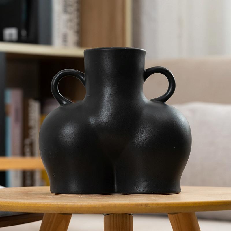 V562-2107722750DBT-202508271211-00 Large Matte Black Ceramic Vase for Home Decor and Dried Flower Arrangements - Image 1