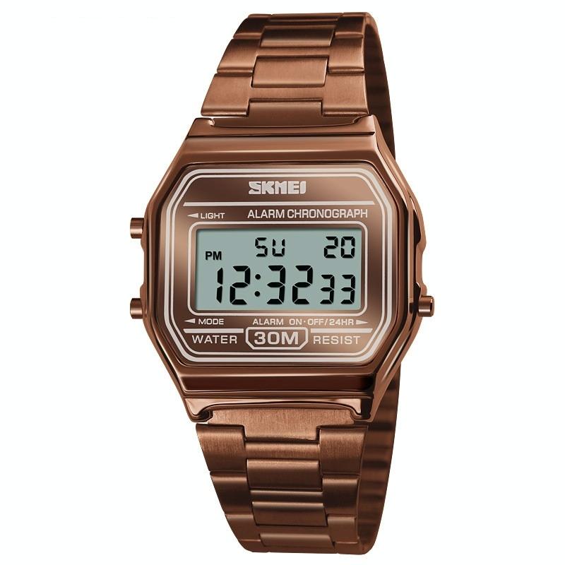 V562-3032780550DBT-202508271220-00 Waterproof Steel Band Men Electronic Watch - Coffee Gold - Image 1