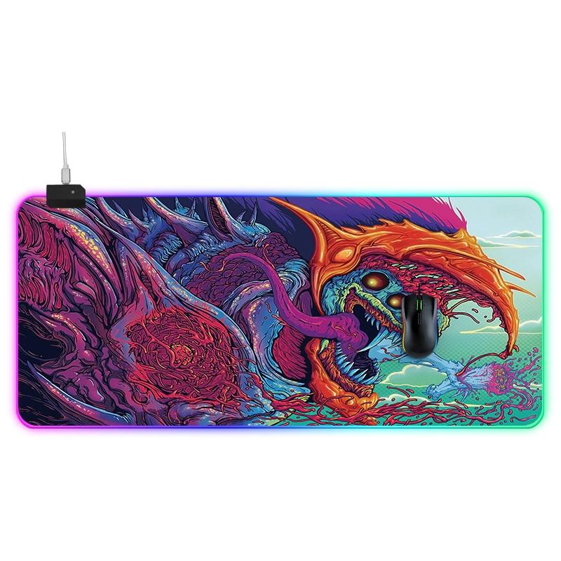 V562-6113BK-202508272346-00 90 X 40Cm Illuminated Mouse Pad With Computer Monster Design - Image 1