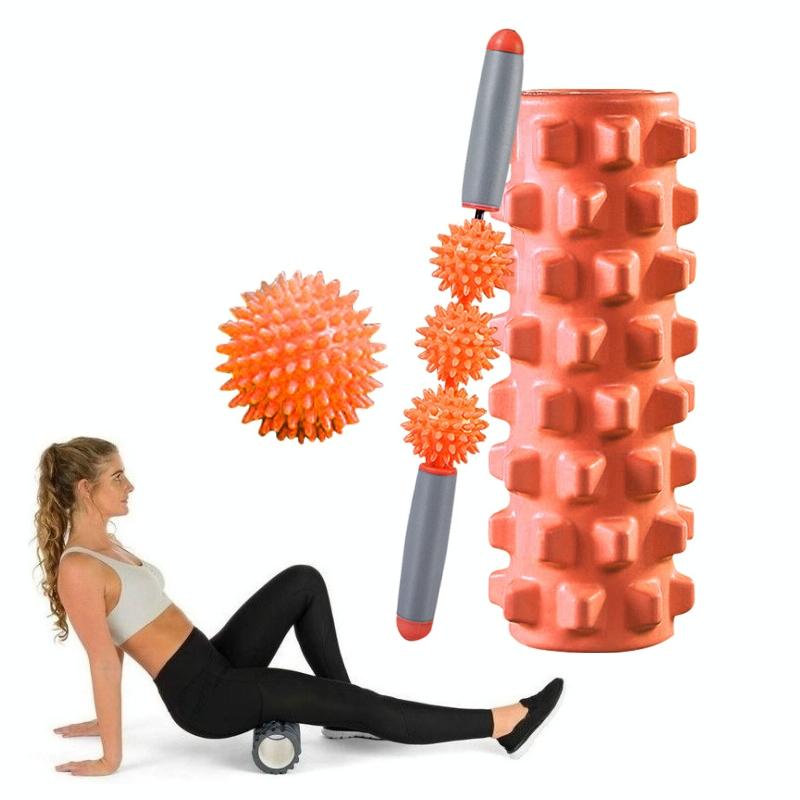 V562-7195826650DBT-202508280536-00 3-In-1 Eva Foam Roller Set For Muscle Relaxation 33Cm Length Orange - Image 1