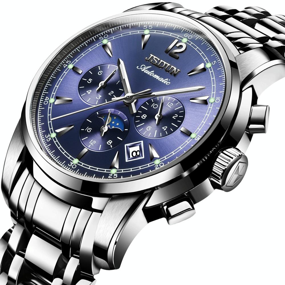 V562-A10027200ADE-202508281716-00 Waterproof Luminous Mechanical Watch for Men - 8750 - Silver Blue - Image 1