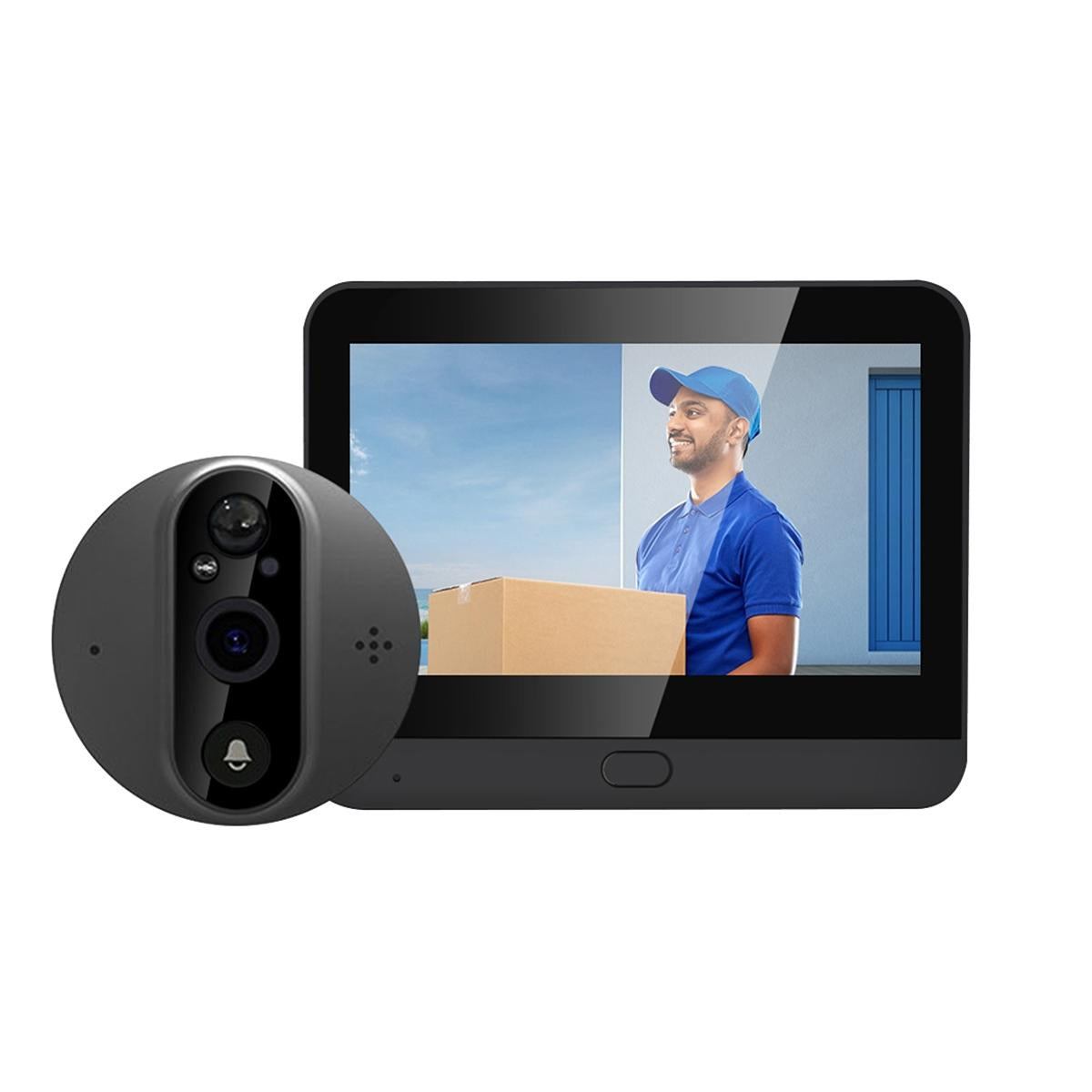 V562-A102307600ADE-202508281911-00 Smart Digital Door Viewer With 1080P Resolution Wide Angle Pir & Night Vision - Dark Grey - Image 1