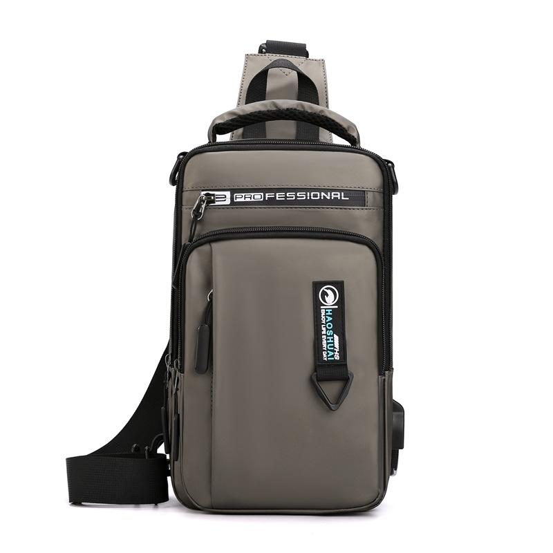V562-A1023913060DBT-202508290136-00 Men Usb Chest Bag Casual Shoulder Bag With Charging Port - Khaki - Image 1