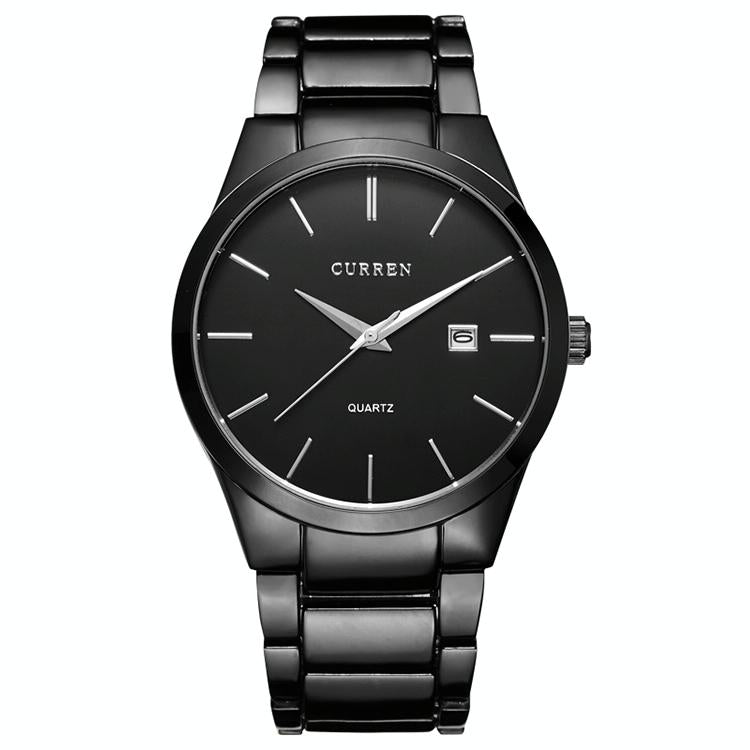 V562-A1035561020DBT-202508290811-00 Waterproof Full Steel Quartz Watch - Fashion Business Calendar - Black Case Black Face - Image 1