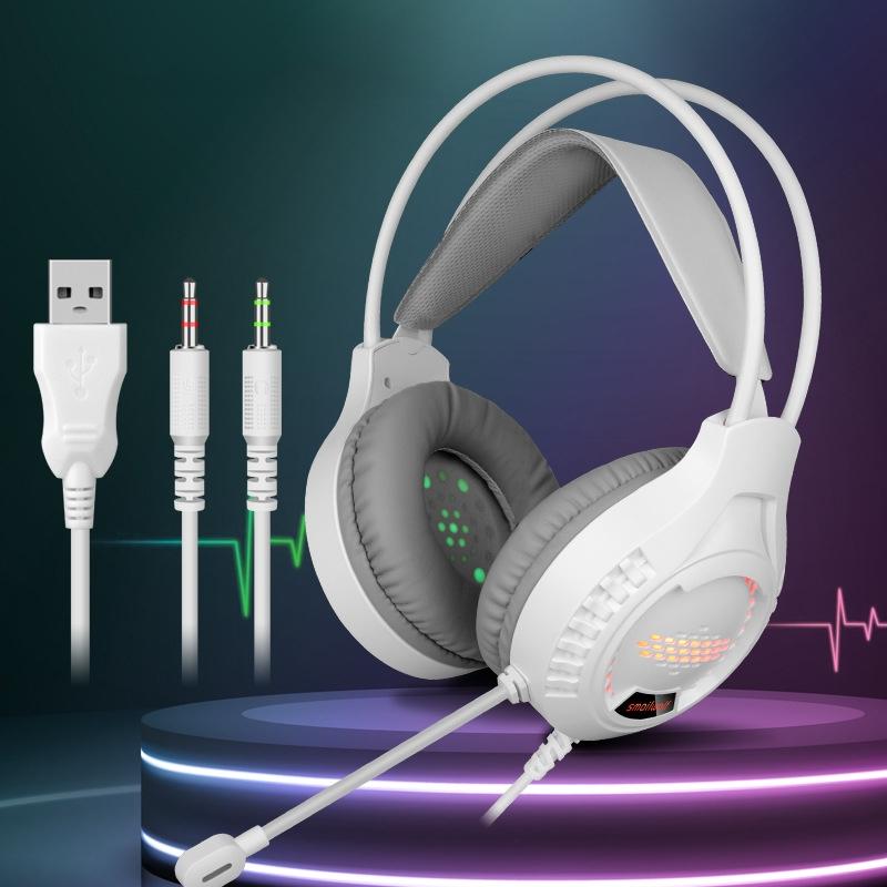 V562-A1036472240DBT-202508292227-00 3.5Mm Luminous Game Headset For Desktop - White - Image 1