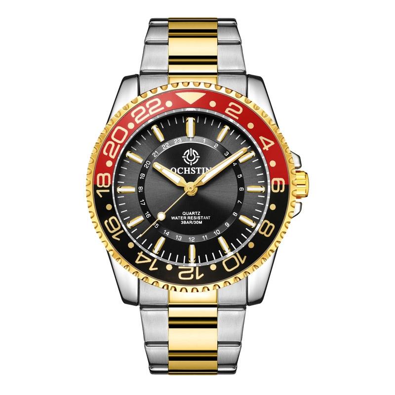 V562-A104440400ADE-202508281055-00 Waterproof Luminous Men Watch with Steel Strap - Multifunctional - Black + Gold - Image 1