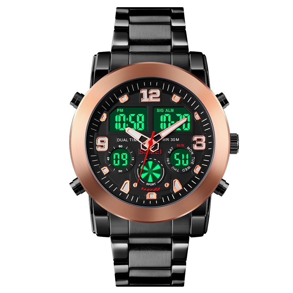 V562-A104748100ADE-202508290752-00 Triple Display Luminous Digital Watch - 1642 - Rose Gold - Image 1