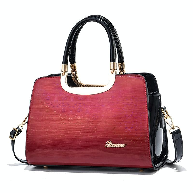 V562-A1051232060DBT-202508281726-00 Large Capacity Leather Commuter Handbag - Bright - Red Wine - Image 1