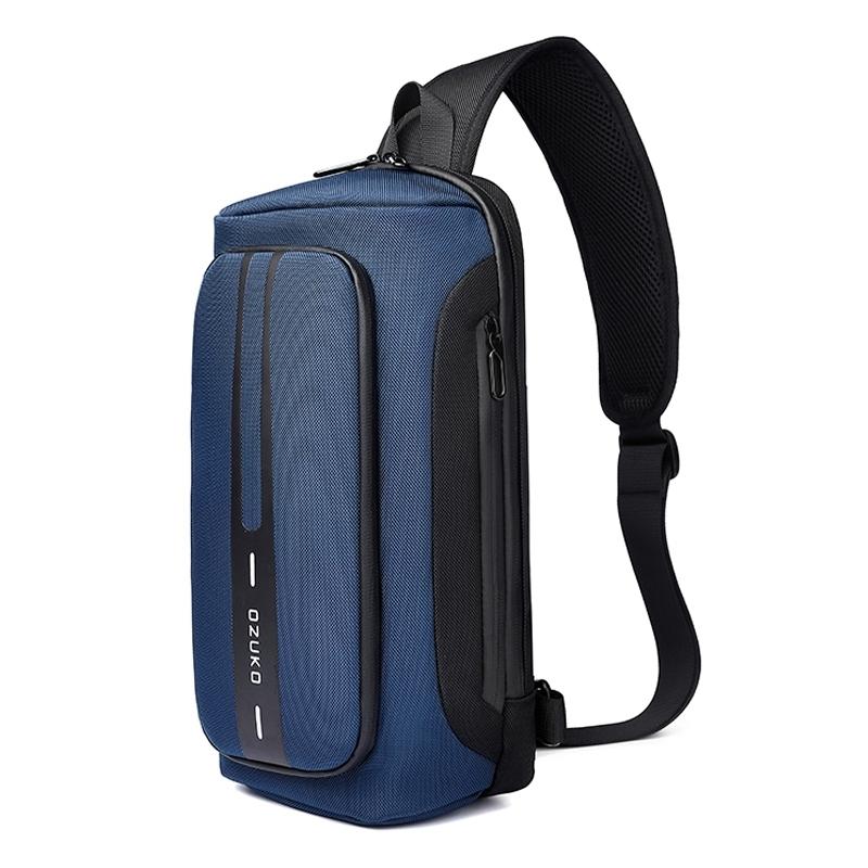 V562-A1062111350DBT-202508282230-00 Waterproof Men Business Chest Bag With Usb Charging Port Anti Theft Shoulder Messenger Bag - Dark Blue - Image 1