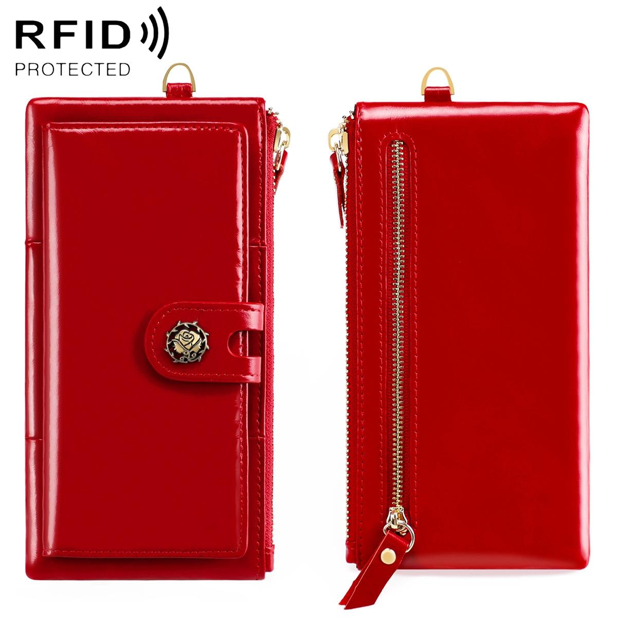 V562-A106788200ADE-202508281835-00 Women Vintage Leather Rfid Wallet - Red - Image 1
