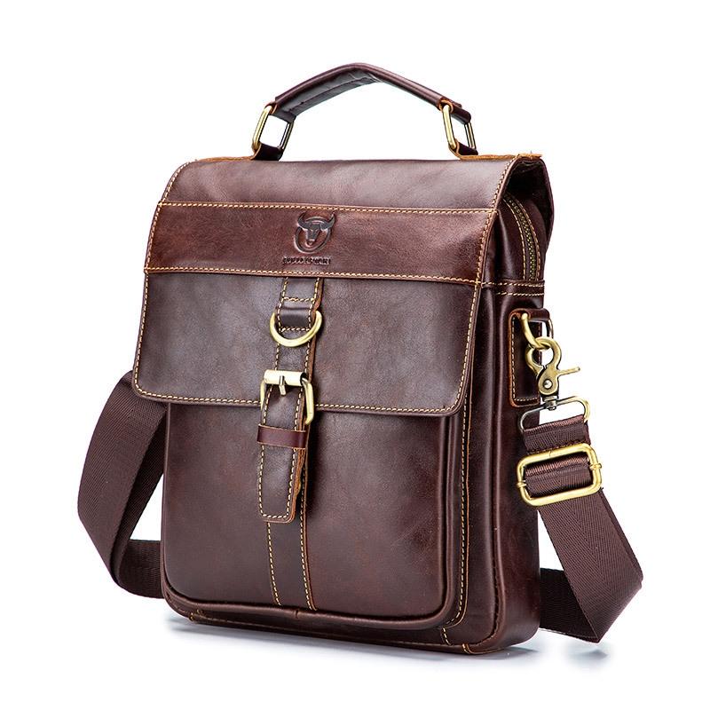 V562-A1069343850DBT-202508291025-00 Retro Leather Men Shoulder Bag First Layer Cowhide - Brown - Image 1
