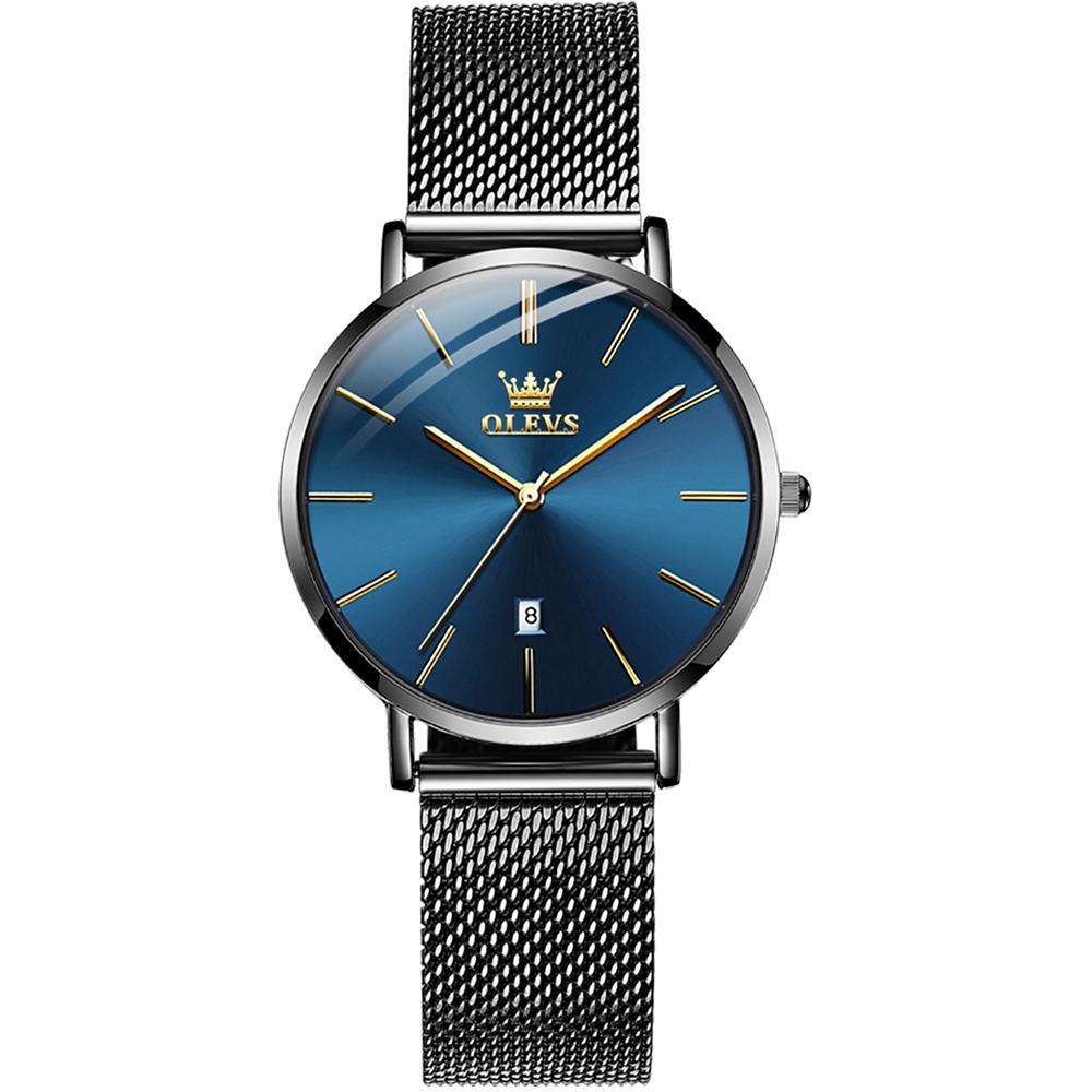 V562-A107177400ADE-202508281145-00 Waterproof Women Quartz Watch with Steel Strap - Blue + Black - Image 1