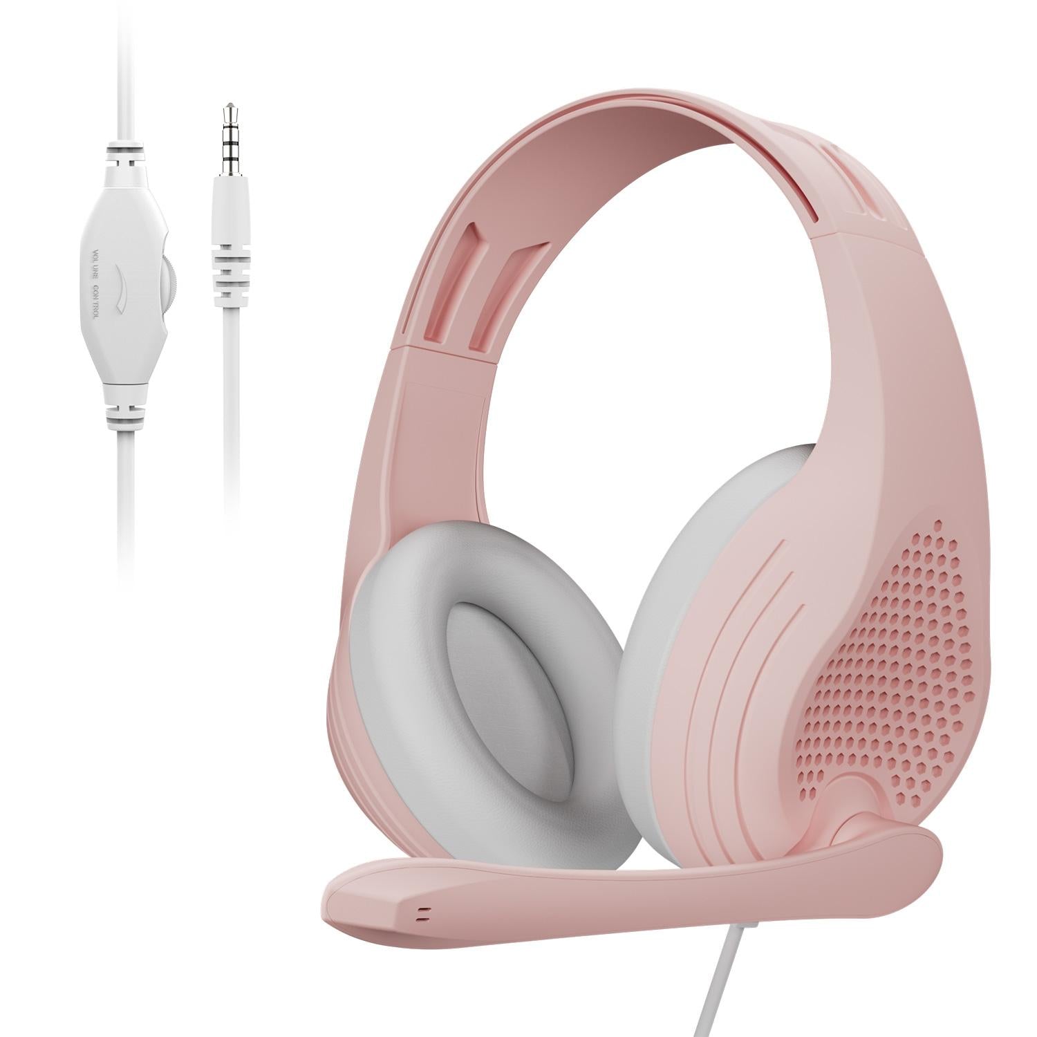 V562-A108132200ADE-202508292104-00 Adjustable Gaming Headset With Mic 3.5Mm Port - Rose Gold - Image 1