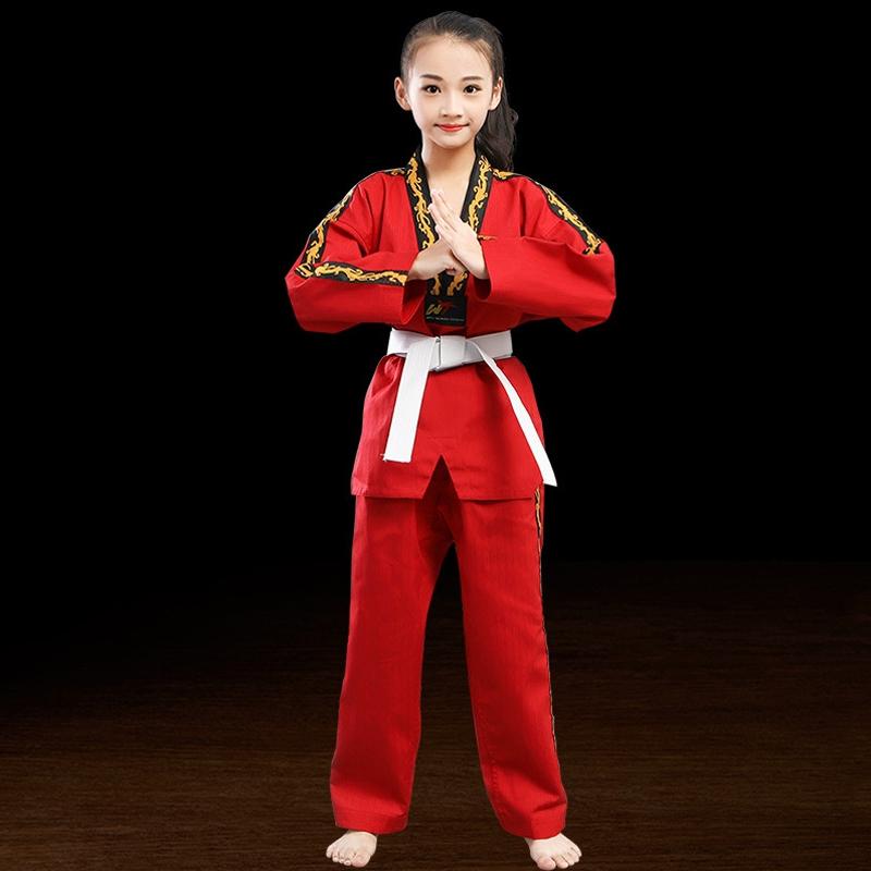 V562-A3082134060DBT-202508290516-00 130Cm Cotton Taekwondo Training Uniform For All Ages - Red - 150 - Image 1