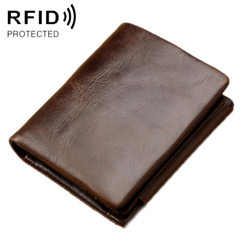 V562-B1005832060DBT-202508281131-00 Men Rfid Leather Tri-fold Wallet - Genuine Leather - Coffee - Image 1