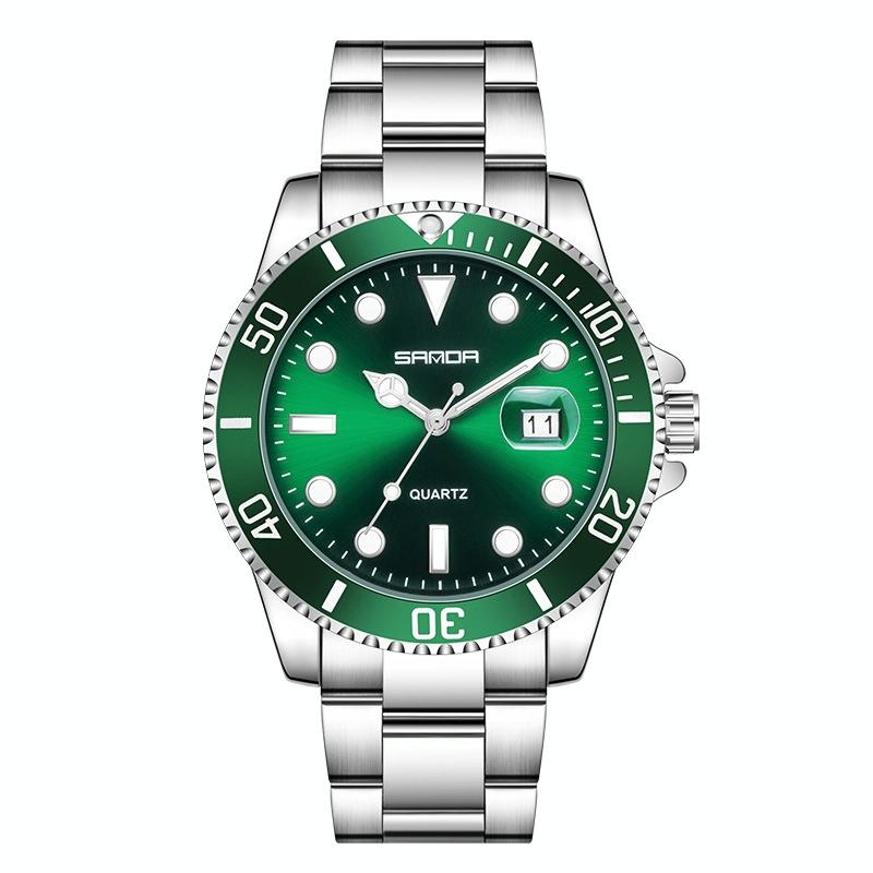 V562-B1007444060DBT-202508280941-00 Personalized Men Quartz Wristwatch - Steel Belt - Green - Image 1