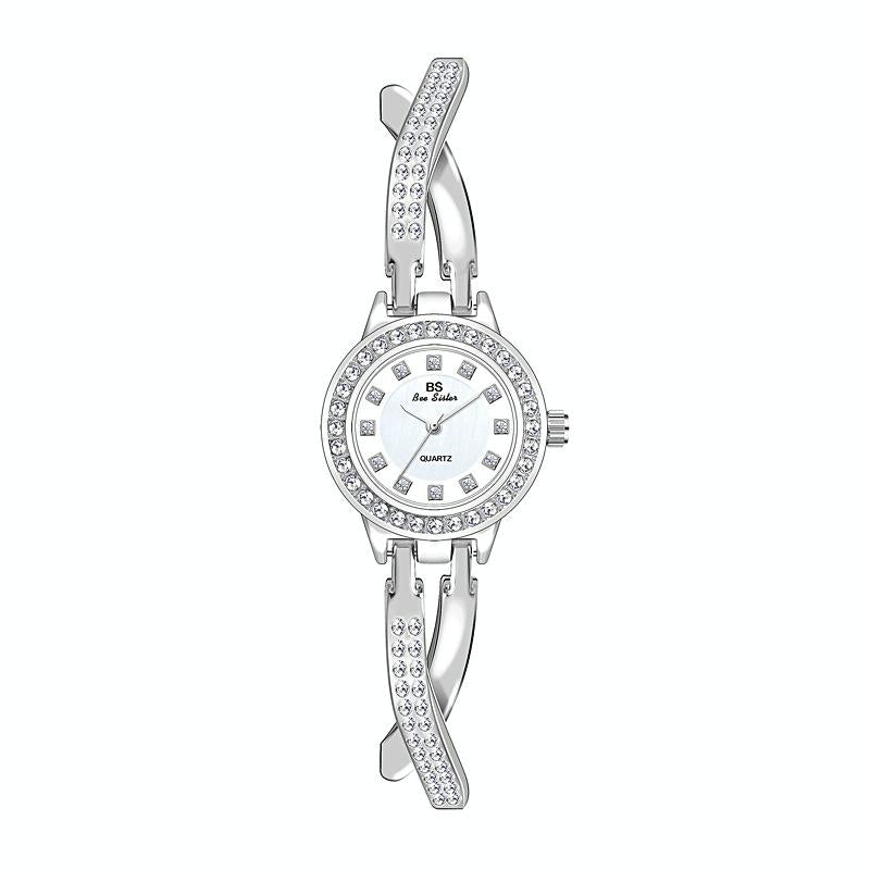 V562-B1015252060DBT-202508281031-00 Women Butterfly Cross Diamond Bracelet Watch - Full - Silver - Image 1