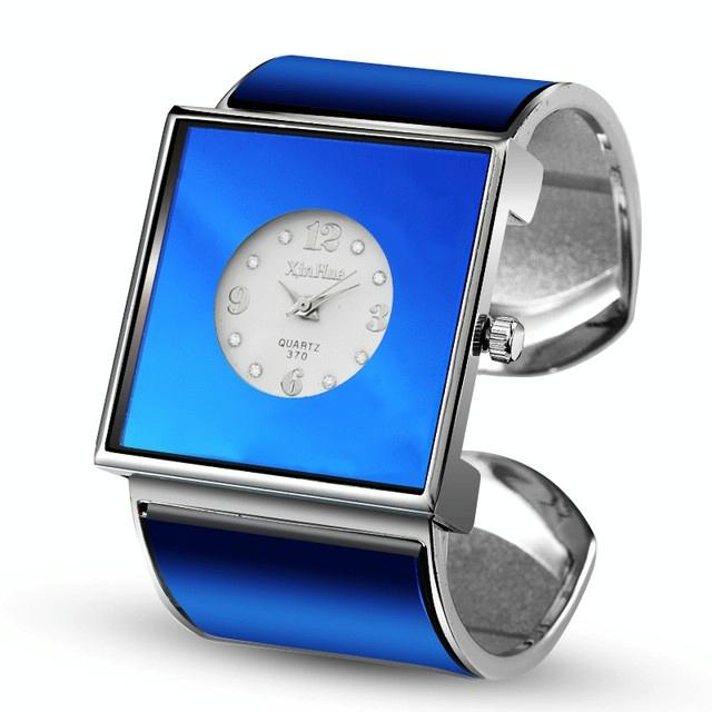 V562-B1035370010DBT-202508281946-00 Women Square Dial Bracelet Watch - Large Face - Blue - Image 1