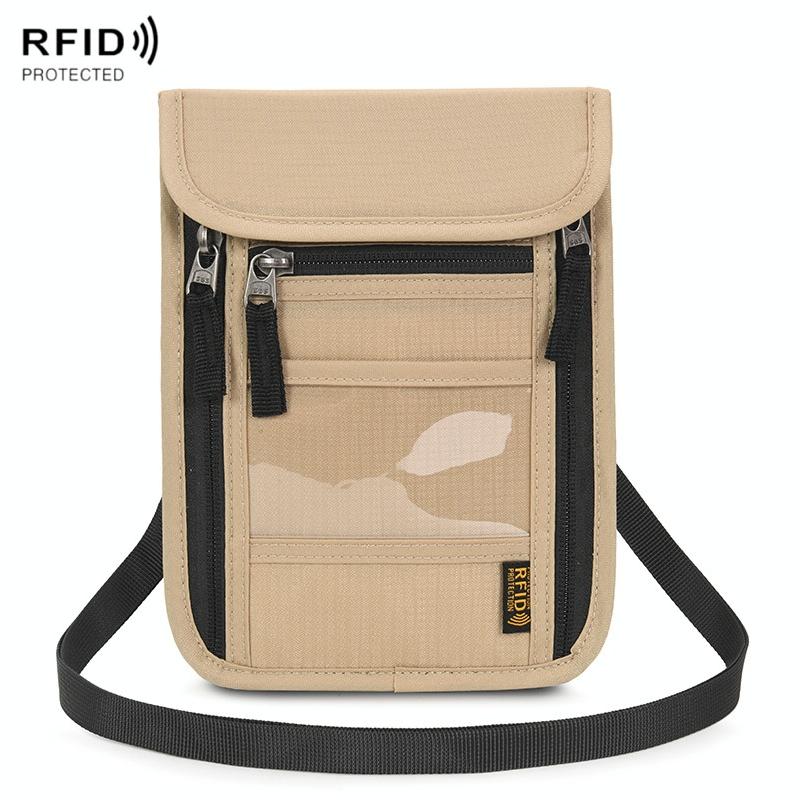 V562-B1043254060DBT-202508282026-00 Secure Neck Bag for Passport and Phone - Multi-functional - Khaki - Image 1
