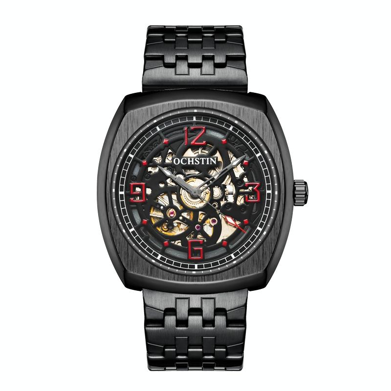 V562-B105289300ADE-202508290110-00 Masterpiece Mechanical Men Watch with Steel Band - Black Red - Image 1
