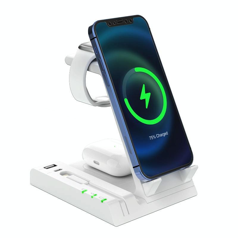 V562-B1057933060DBT-202508290555-00 6 In 1 Wireless Charging Stand With Usb C Port & 8 Pin Cable - White - Image 1