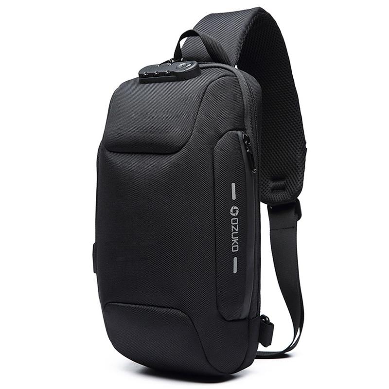 V562-B1062102640DBT-202508290916-00 Anti Theft Men Waterproof Crossbody Bag With USB Port - Black - Image 1